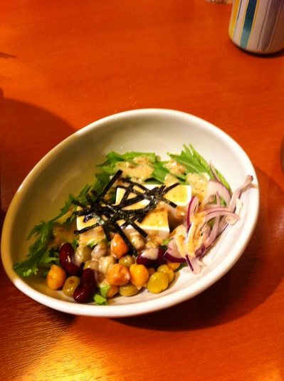 京豆腐とお豆のヘルシーサラダ